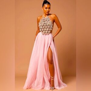 💐BRAND NEW PINK SPARKLE✨ MAXI SKIRT W/SLIT👑SHE IS A VIBE❣️💐